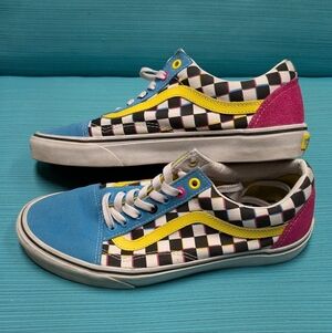 Vans Old Skool Checkerboard — Crazy Checks - Blue, Yellow, Pink, Black, White